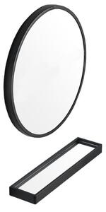LEOBERT Okrúhle zrkadlo s policou 80cm, čierne