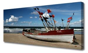 Obraz na plátne More pláž loďka krajina 125x50 cm
