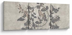 Obraz - Texturované listy (s hodinami) (90x30 cm)
