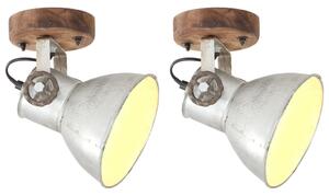 Industriálne nástenné / stropné lampy 2 ks strieborné 20x25 cm E27