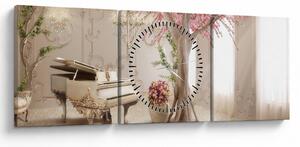 Obraz - Snový interiér s klavírom (s hodinami) (90x30 cm)