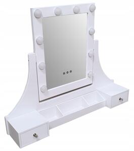 Toaletný stolík so zrkadlom so zabudovanými led svetielkami Biela