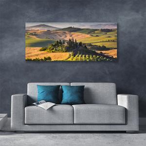 Obraz Canvas Príroda vrchoviny lúky domček 125x50 cm
