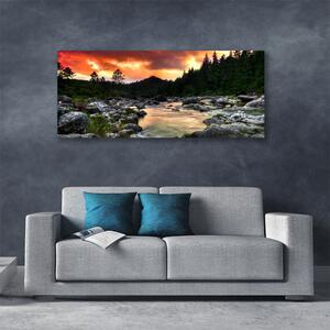 Obraz Canvas Jazero kamene les príroda 125x50 cm