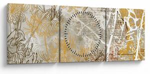 Obraz - Vintage múr s kvetmi (s hodinami) (90x30 cm)