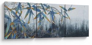 Obraz - Bambus na stene (s hodinami) (90x30 cm)