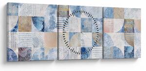 Obraz - Geometrické tvary na stene (s hodinami) (90x30 cm)