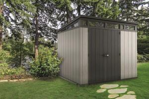 Záhradný domček Keter Artisan 9x7 grafitový/šedý, s podlahou
