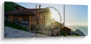 Obraz - Ráno v alpách, Tirolsko (s hodinami) (90x30 cm)