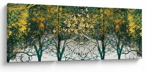 Obraz - Jelene v zelenom lese (s hodinami) (90x30 cm)