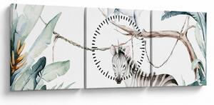 Obraz - Exotické zvieratká (s hodinami) (90x30 cm)
