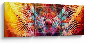Obraz - Merkaba s krídlami, abstrakcia (s hodinami) (90x30 cm)