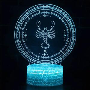 3Dmix 3DL-CRK081 – 3D LED nočná lampa - znamenie zverokruku Škorpión (Crack základňa)