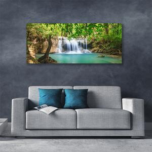 Obraz Canvas Vodopád jazero les príroda 125x50 cm