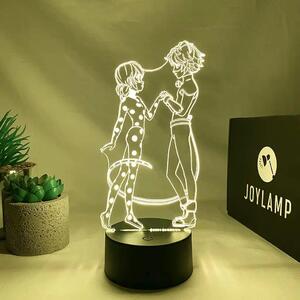 3Dmix 3DL-BSC063 – 3D LED nočná lampa - Kúzelná Lienka a Čierny Kocúr (Miraculous Ladybug)