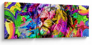 Obraz - 3D obraz leva (s hodinami) (90x30 cm)