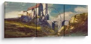 Obraz - Stredoveký hrad (s hodinami) (90x30 cm)