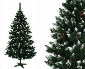 Luxusný vianočný stromček s bielymi koncami a šiškami 150 cm Zelená