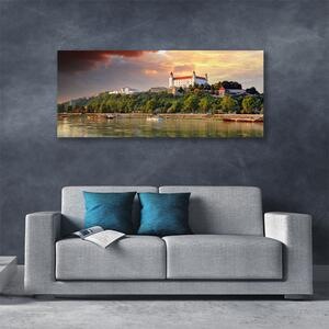 Obraz Canvas Mesto jazero krajina 125x50 cm