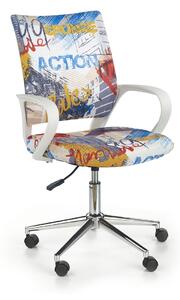 HALMAR Ibis detská stolička na kolieskach s podrúčkami biela / vzor freestyle