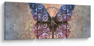 Obraz - Steampunk motýľ (s hodinami) (90x30 cm)