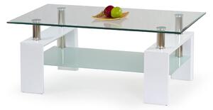 Sklenený konferenčný stolík Diana H - biely lesk / priehľadná / mliečna