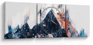 Obraz - Abstraktná hora (s hodinami) (90x30 cm)