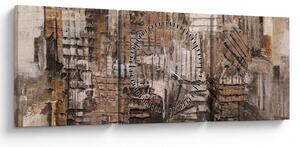 Obraz - Abstrakcia v hnedých tónoch (s hodinami) (90x30 cm)