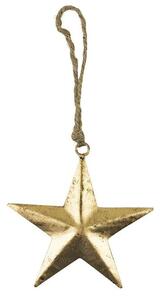 Dekorácia zlatá antik kovová hviezda na jutovom povrázku - 12*0,5*12cm - Mars & More