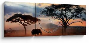 Obraz - Národný park Serengeti, Tanzánia, Afrika (s hodinami) (90x30 cm)