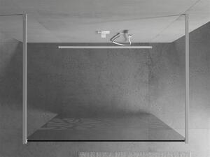 Mexen Kioto, priechodná sprchová zástena 100 x 200 cm, 8mm sklo číre/biely vzor, 2x biela stabilizačná rozpera, 800-100-002-20-85