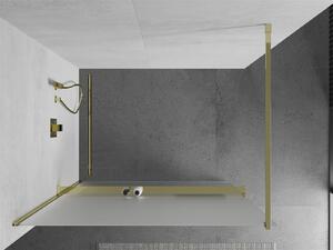 Mexen Kioto+, sprchová zástena s poličkou a držiakom na uteráky 80 x 200 cm, 8mm námraza sklo, zlatý profil, 800-080-121-50-30