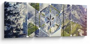 Obraz - Geometrický obrazec (s hodinami) (90x30 cm)