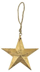 Dekorácia zlatá kovová hviezda na povrázku - 15*1*15cm - Mars & More