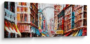 Obrázok - Hong Kong, olejomaľba (s hodinami) (90x30 cm)