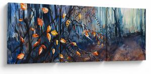 Obraz - Lúče jesenného slnka (s hodinami) (90x30 cm)