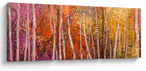 Obraz farebného lesa (s hodinami) (90x30 cm)