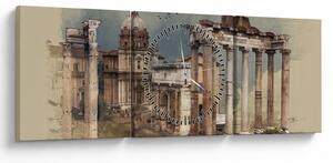 Obraz - Forum Romanum, Rím, Taliansko (s hodinami) (90x30 cm)