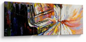 Obraz - Žena hrajúca na piáno (s hodinami) (90x30 cm)