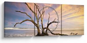 Obraz stromu v oceáne (s hodinami) (90x30 cm)