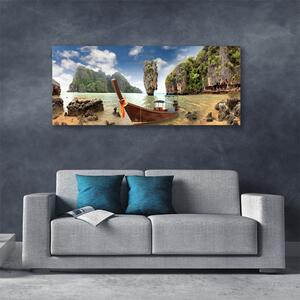 Obraz na plátne Loďka kamene krajina 125x50 cm