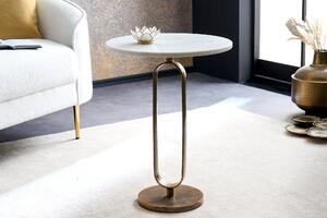 Bočný stolík ELEGANCE 60 cm mramorová doska biela