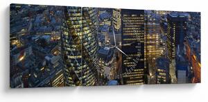 Obraz - Večerná panoráma Londýna (s hodinami) (90x30 cm)
