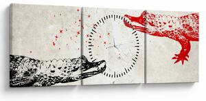 Obraz - Krokodíly (s hodinami) (90x30 cm)