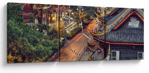 Obraz - Qintai Road, Čcheng-tu, Čína (s hodinami) (90x30 cm)