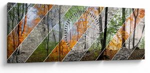 Obraz - Striedanie ročných období (s hodinami) (90x30 cm)