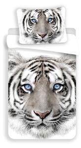 Bielo-sivé bavlnené detské obliečky na jednolôžko 140x200 cm White Tiger – Jerry Fabrics