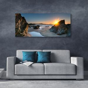 Obraz Canvas Skala pláž slnko krajina 125x50 cm