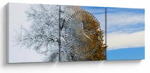 Obraz - Zmena ročného obdobia (s hodinami) (90x30 cm)