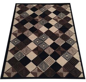 DY Hnedý koberec s geometrickým vzorom Alfa 17 Rozmer: 60x100 cm